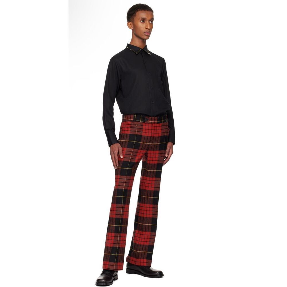 NWOT Ernest W. Baker Tartan 100% Virgin Wool Red Buffalo Plaid Trousers Men's M